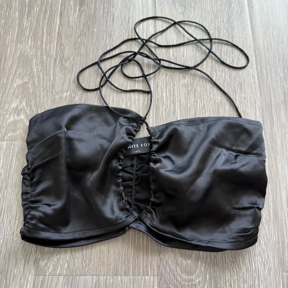 White Fox Boutique Black Halter Wrap Top